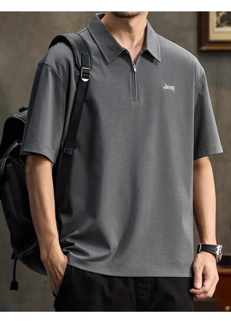 JEEP Polo Shirt for Men, Summer Short-Sleeve T-Shirt, Comfortable Breathable Casual Versatile Commuter Loose-Fitting Collared Top for Me 6