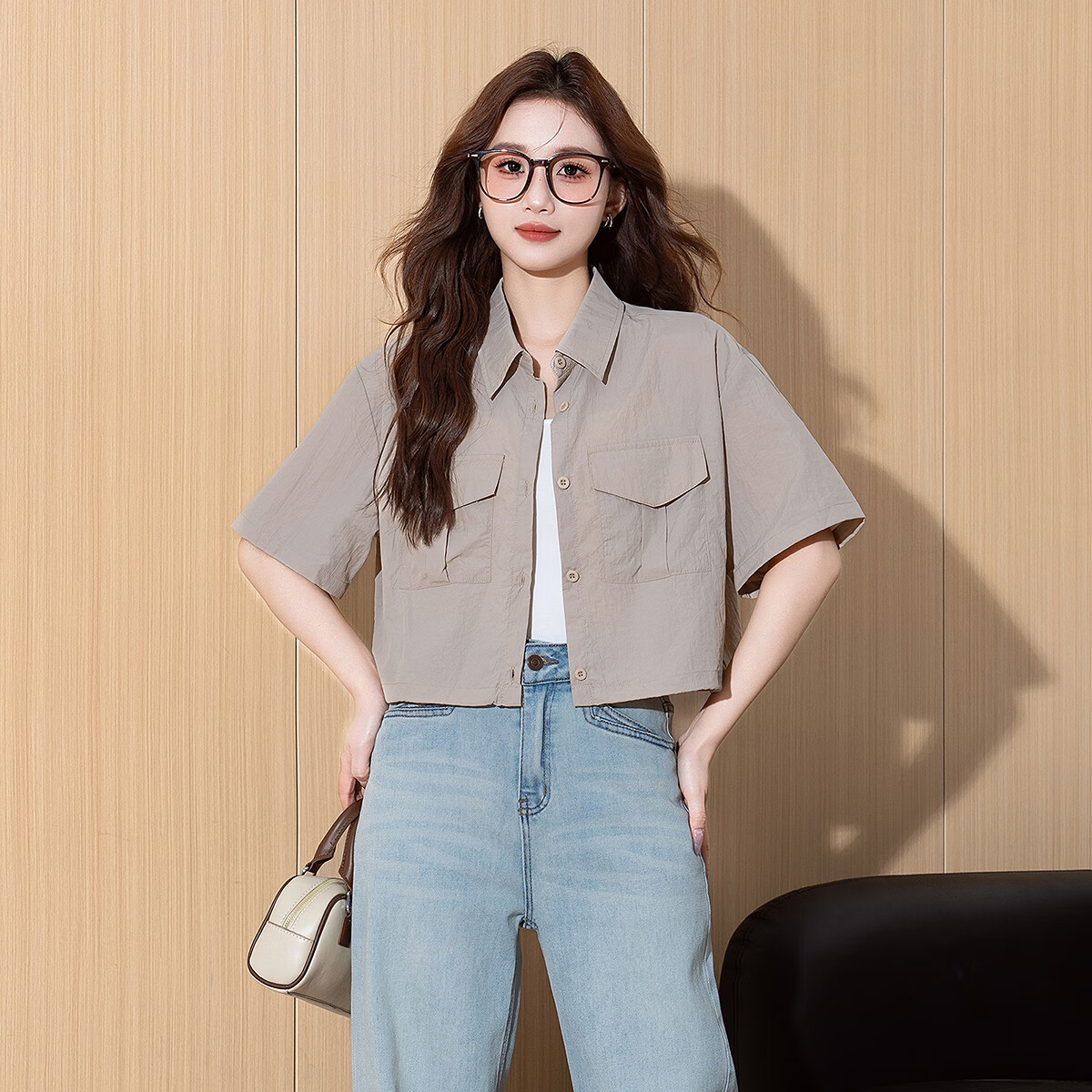 TonLion 2025 Spring Women's Casual Workwear-Style Short-Sleeve Shirt