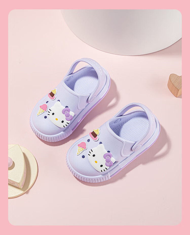 HELLOKITTY Girls' Clog Shoes Kuromi Sandals Children's Lightweight Comfortable Beach Garden Shoes 5857 Pink Size 31 4