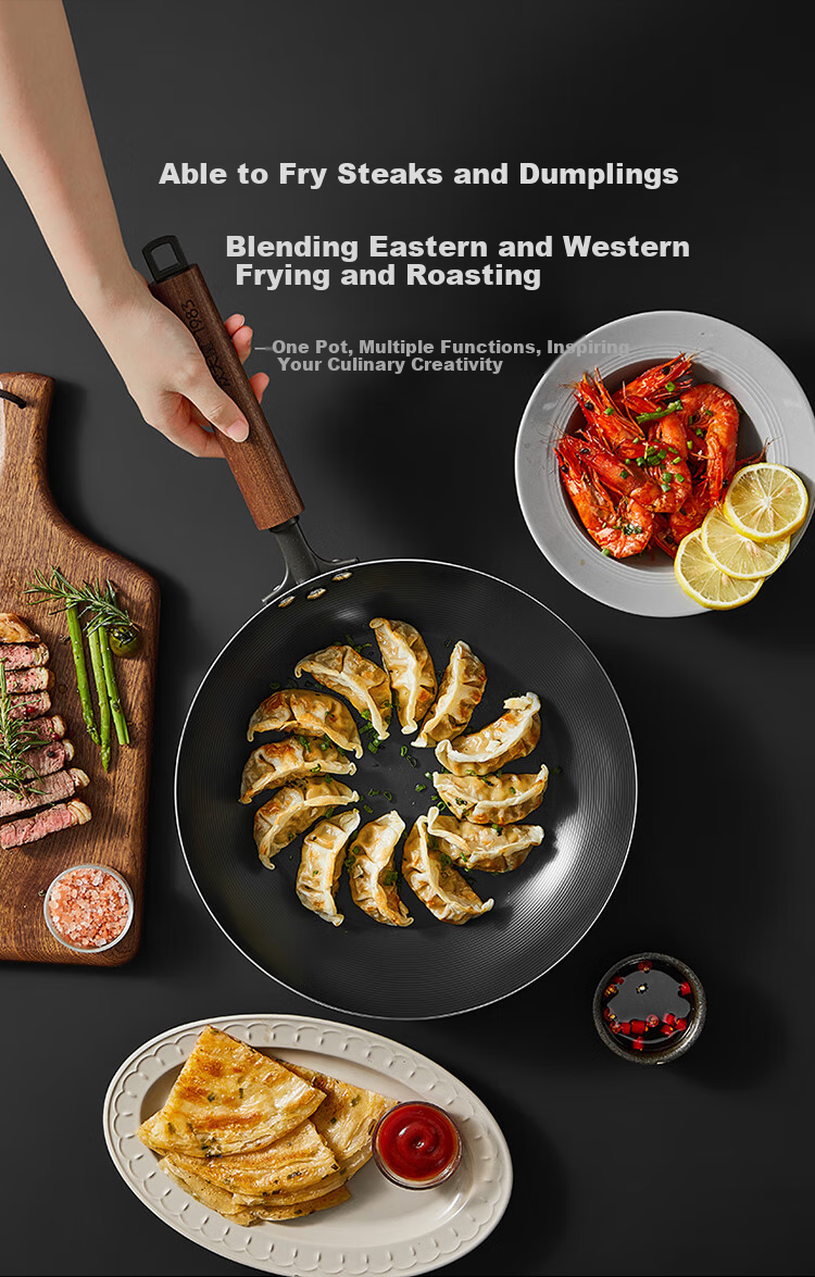 COOKER KING Non-Stick Frying Pan without Chemical Coating for Home Use, Pancakes, Steak, Induction Cooker, Small Iron Wok, Cast Iron Skillet, 24cm 13