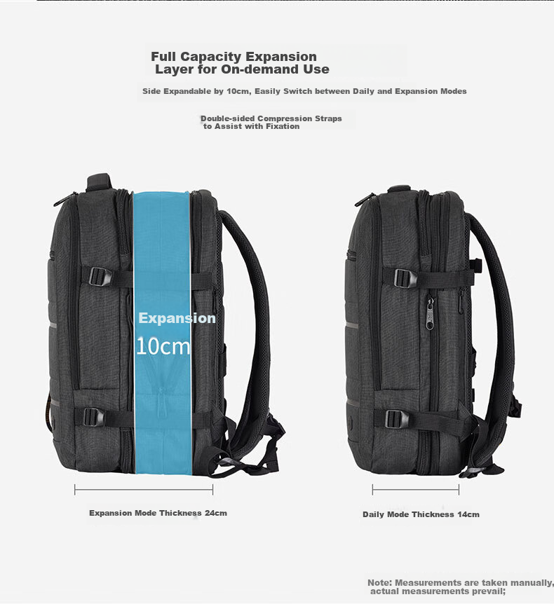 CAT Backpack, 15.6-Inch Laptop Bag, Business Backpack, Travel Bag, Large Capacity Expandable, Simple Gift, Black, 84503 6