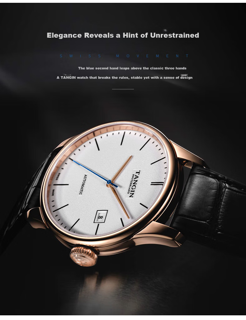 TANGIN Men's Mechanical Watch, Automatic Calendar Swiss Imported Mechanical Watch for Men, Birthday Gift for Me 5