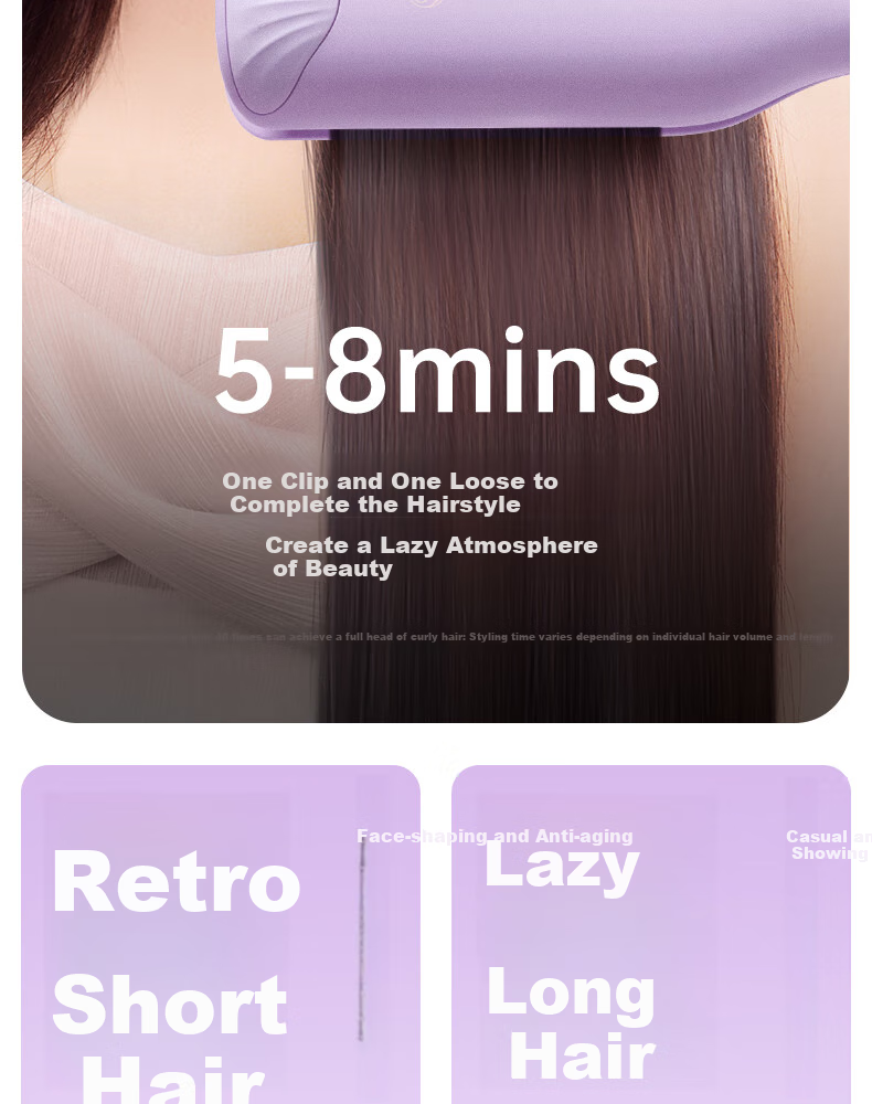 LivChic Egg Roll Hair Curler, 32mm Volumizing Egg Roll Clip, French-Style Egg Roll Curler, Big Wave Hair Tool, Hair Clipper, Straightening Iron, 520 Gift, Purple S3 II 8