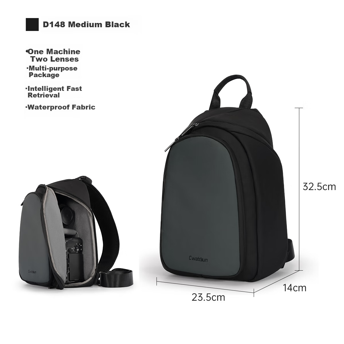 CWATCUN Shoulder Camera Bag, Large Capacity Waterproof Photography Backpack for Commuting And Travel, Suitable for Fuji, Sony, Nikon, Cano