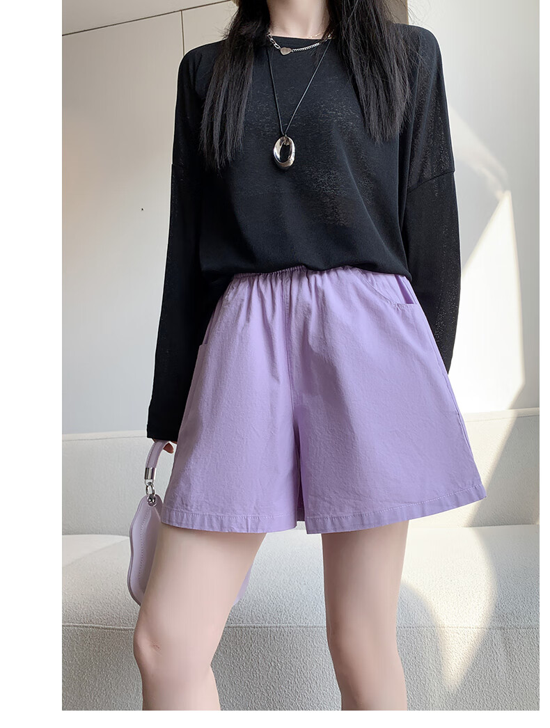 BOPRUIEY Women's Pure Cotton Shorts, Summer High-Waist Casual Wide-Leg Mid-Length Shorts, Cargo Sports Three-Quarter Shorts 18