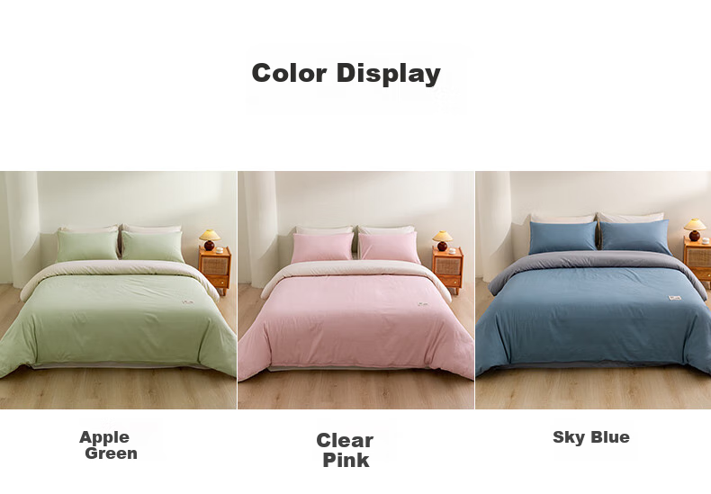 Hengyuanxiang Pure Cotton Three-Piece Set, Class A Antibacterial, 100% Pure Cotton Bed Sheet, Duvet Cover, Pillowcases, Bedding Set, Apple Green (Duvet Cover 150*200cm) 6