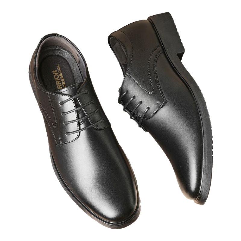 Huili (Warrior) Men's Shoes, Mid-Autumn Festival Gift, Casual Shoes for Men, Business Height-Increasing Leather Shoes 2413G, Black, Size 39