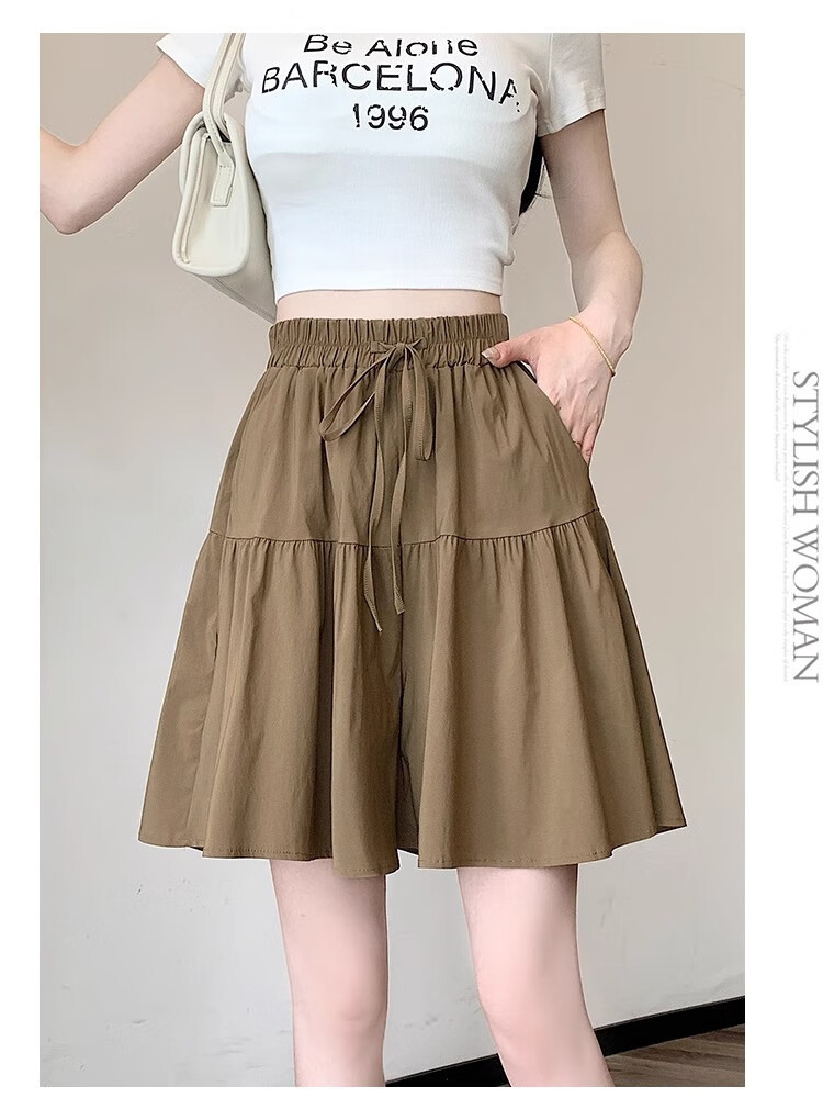 LangSha Women's Japanese-Style Design Casual Skort Shorts, Summer Lightweight High-Waisted Slimming Shorts for Petite Figures 10