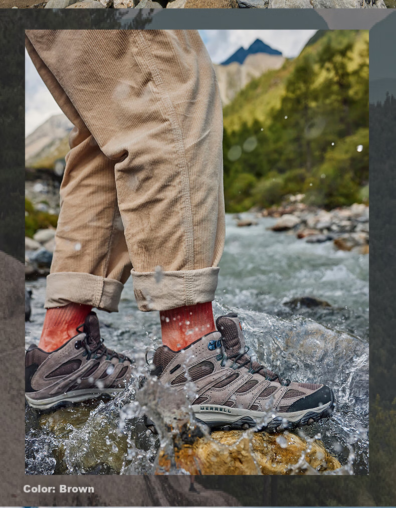 Merrell Outdoor Shock-Absorbing Hiking Shoes for Women, MOAB3MID WP Mid-Top Waterproof Breathable Non-Slip Wear-Resistant Mountaineering Boots 8
