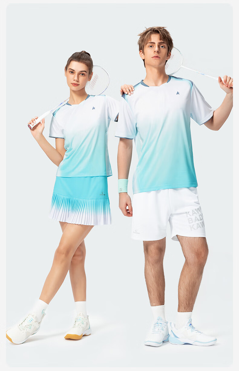 KAWASAKI Badminton Sports T-Shirt Quick-Dry Sweat-Absorbing Breathable Men's Competition Training Jersey C1043 Flash Blue M 1