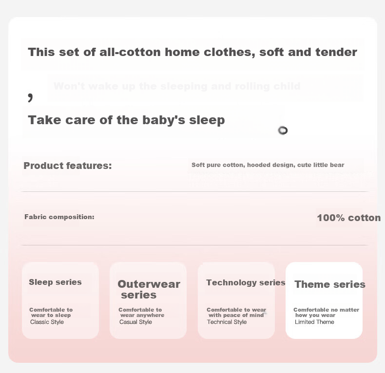 Fenteng Children's Pajamas, Spring New Arrival, Pure Cotton Cute Bear Design, Breathable Boys' Loungewear 1