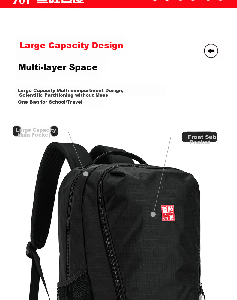 361° Men's Backpack, Commuter Business Backpack, Large Capacity, Lightweight, Waterproof, for Business Trips And Travel, Laptop Bag, Black 8