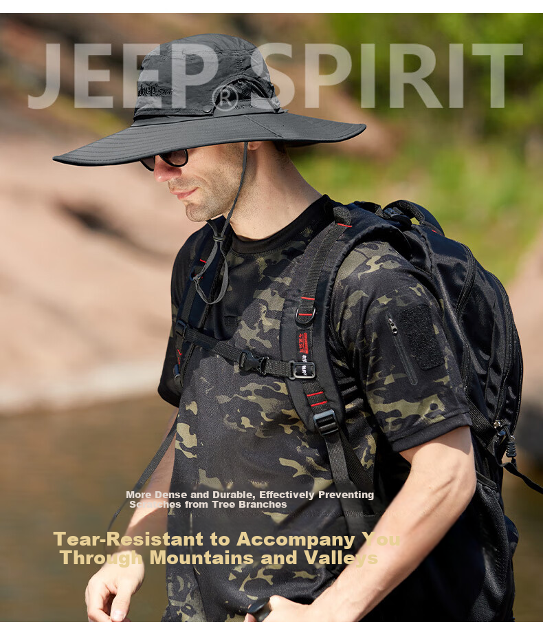 JEEP Hat, Men's Fisherman Hat, Wide Brim Sun Hat, Unisex Casual Outdoor Hiking Sports Sun Hat, A0253 6