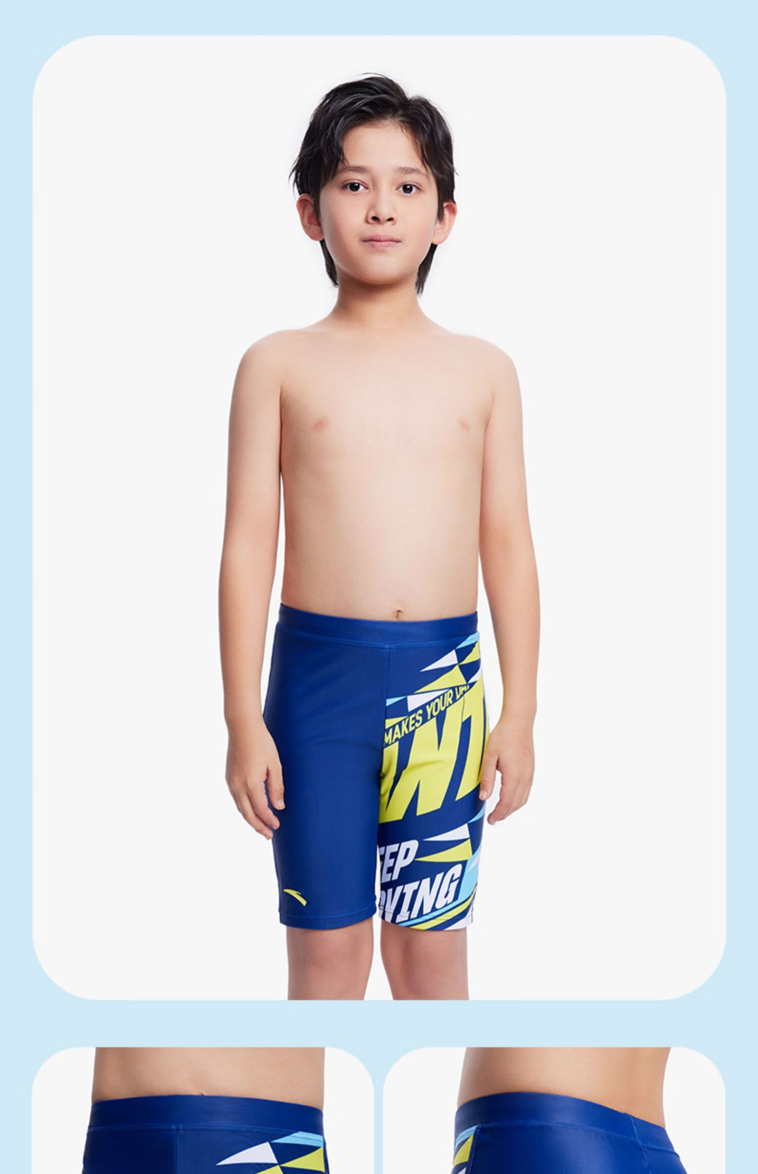 ANTA Children's Swim Shorts, Boys' Cartoon Print Knee-Length Swim Trunks, Professional Sports Training Quick-Dry Swimming Shorts for Older Childre 15