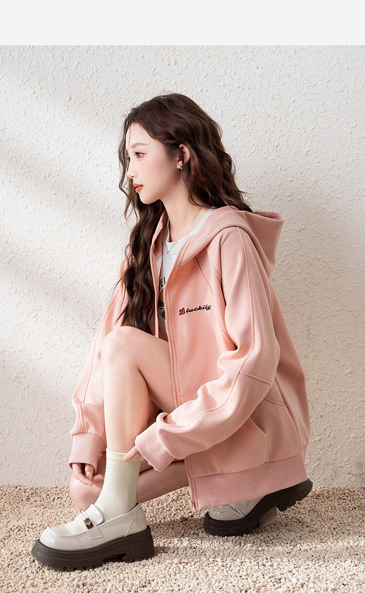 TonLion 2025 Spring Women's Hooded Short Letter Print Sweatshirt Jacket Off-White L 8