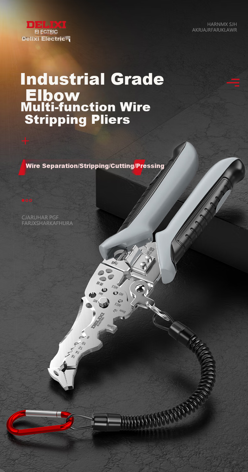 DELIXI ELECTRIC Wire Stripping Pliers, Electrician's Cutter, Multifunctional Wire Cutter, Wire Crimping Pliers, Specialized Cable Cutters for Electricians, Wrench Wire Stripping Pliers 1