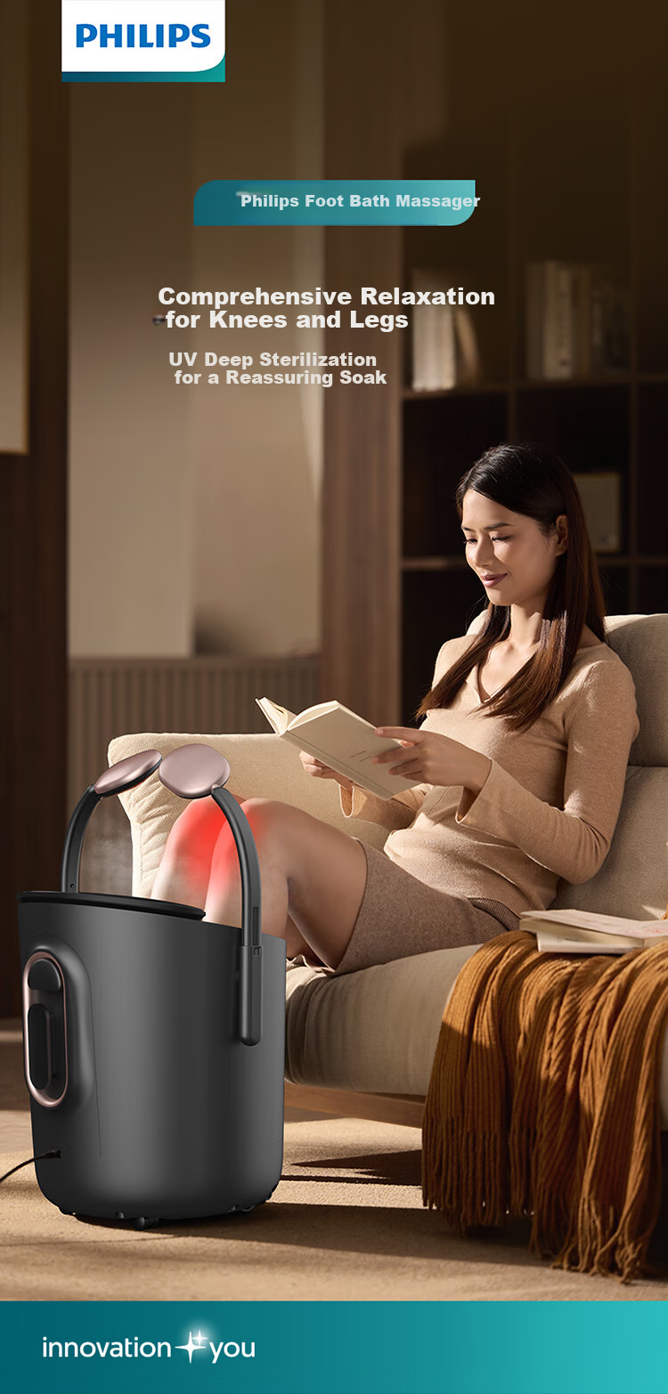PHILIPS Foot Soaking Bucket, Knee-Warming Foot Bath Basin, Smart Constant Temperature Heating Foot Washing Basin, Sterilizing Fully Automatic Massage Over Calf High Deep Bucket 5310F Birthday Gift for Elders 1