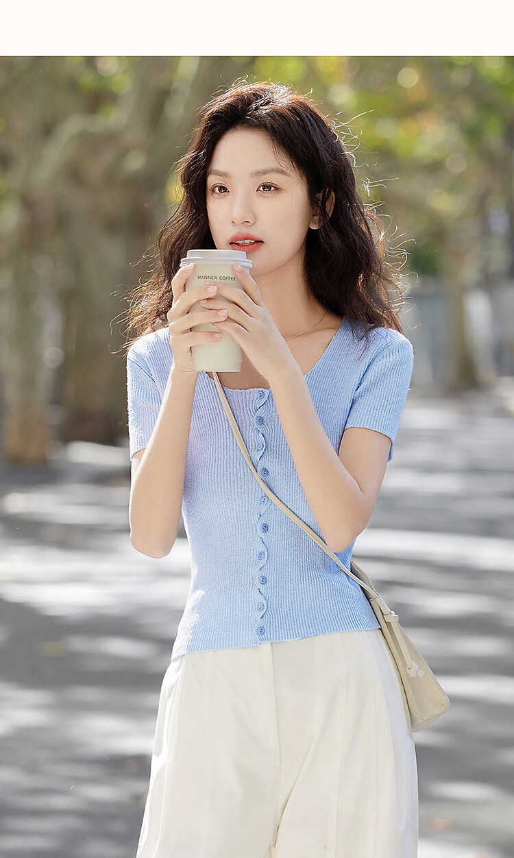 Dme [One Touch Melts The Heart] Spring And Autumn Ice Silk Cardigan, Square And Round Neck Sweater, Short Style Wavy Twist Flower Knitted Sweater, Women's Top 24
