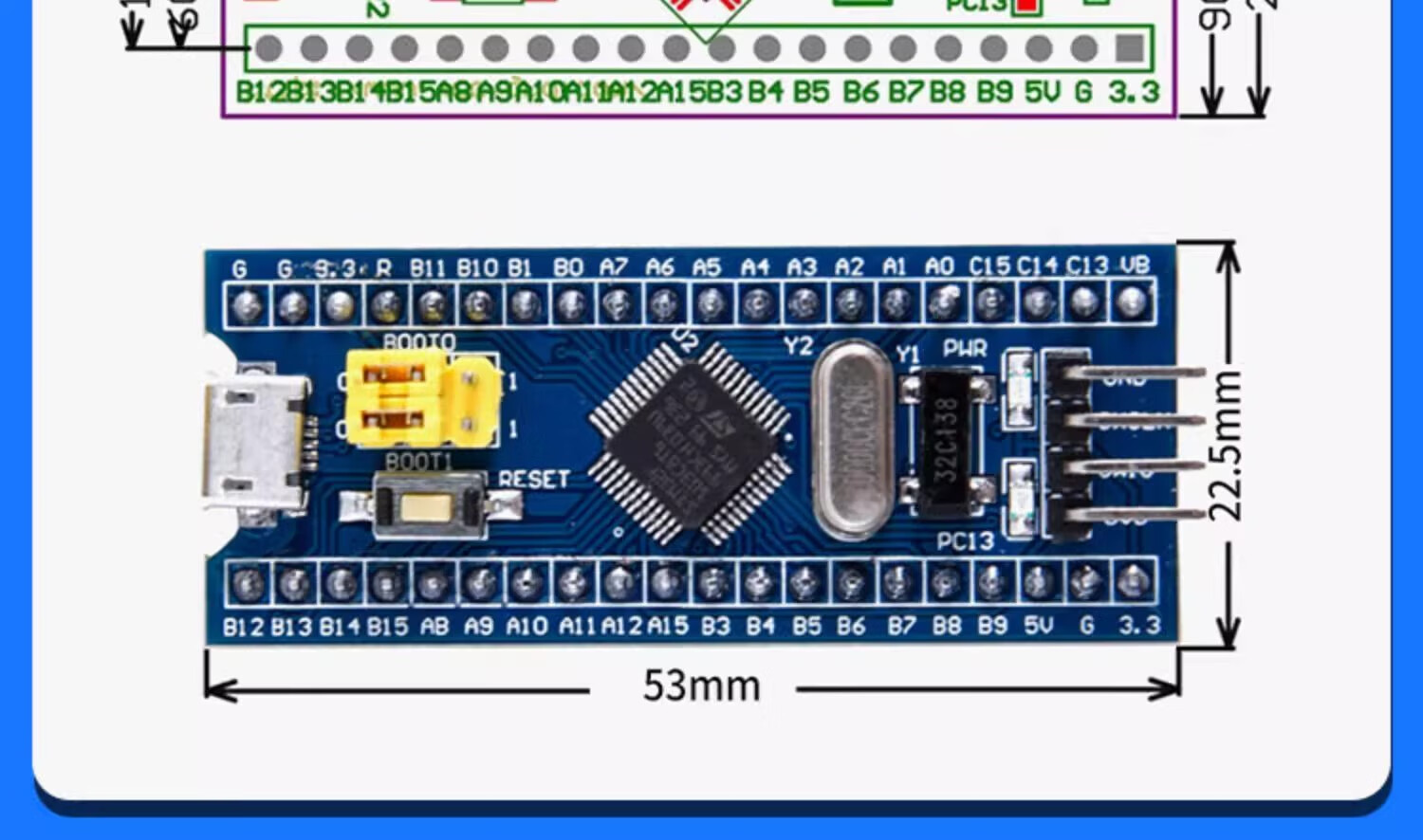 Wondy STM32F103C8T6 Core Board Development Board Mini System Board/APM32 System Board with SWD Interface and Pin Header STM32F103C6T6 Core Board Includes Pin Header Unassembled 7