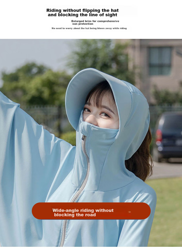 GLO-STORY Sun Protection Clothing for Women, Long-Sleeve Hooded UV-Resistant Jacket, Outdoor Anti-UV Shawl, WST114059 16