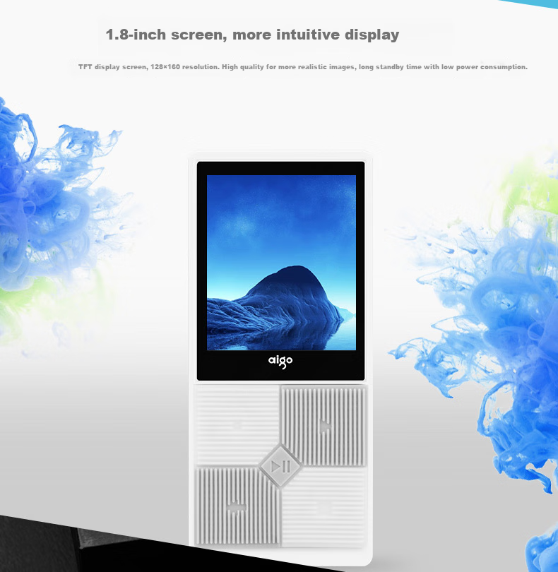 Aigo MP3/MP4 Video Player, 2-Inch Touchscreen, Bluetooth 5.4, Lossless HIFI Speaker, Portable English Learning Device for Students, Camera with Photo And Video Capture, E-Book Reader, 805-16GB 3