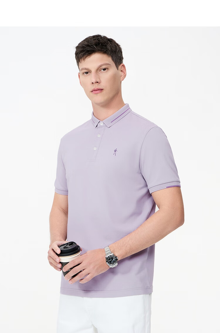 DANCING WOLVES [Mulberry Silk] Cool And Breathable Summer Commute Men's Short-Sleeve POLO Shirt, 001 Black, 2XL (185) 11