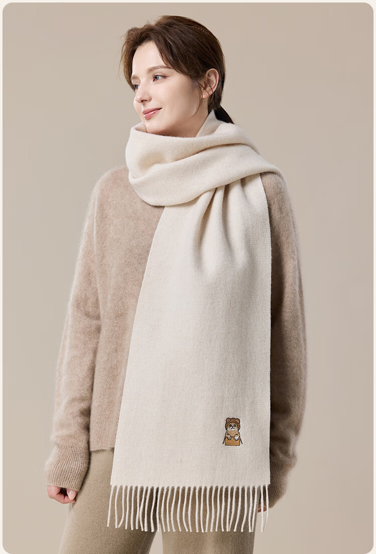 JIUMU Pure Wool Scarf for Women, Autumn And Winter Neck Warmer, Ladies' Warm Shawl, Gift for Women on National Day Or Birthday, Gift Box Packaging 12