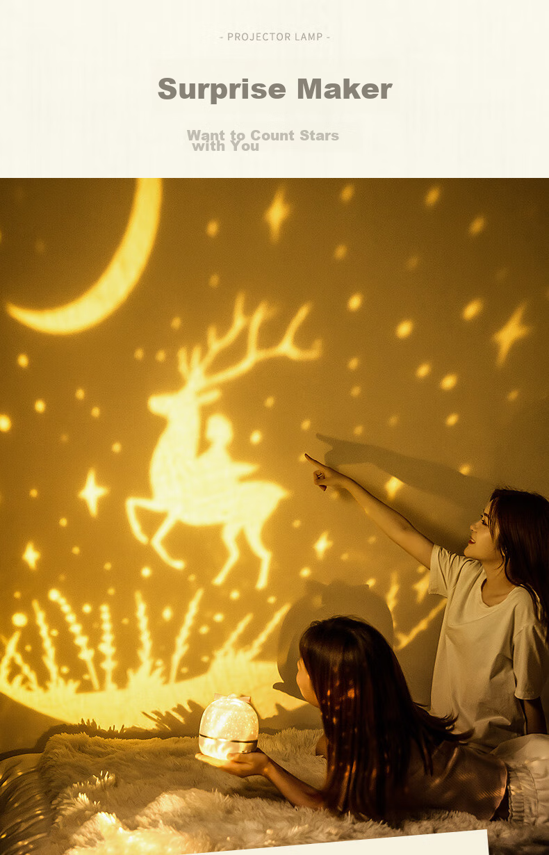 Xifeng Starry Sky Projection Lamp, Night Light, Bedroom Atmosphere Lamp, Children's Projector, Birthday Gift for Girls, High-End 2