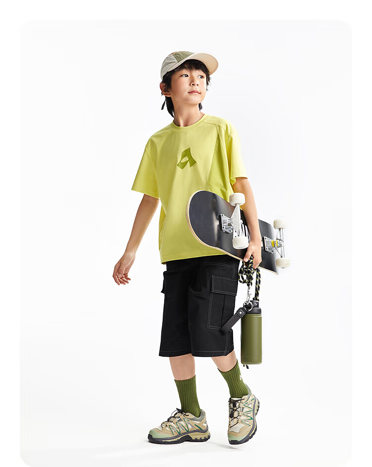Annil Boys' Round Neck Short-Sleeve T-Shirt, 2025 Summer New Style, Quick-Dry Breathable Cool-Feeling Casual Elastic Contrasting Color 6