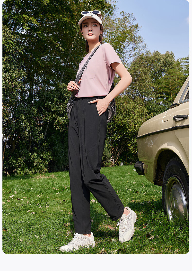 BOPRUIEY Women's Ice Silk Quick-Dry Summer Thin Draped Anti-Mosquito Cool Straight-Leg Harem Pants 17
