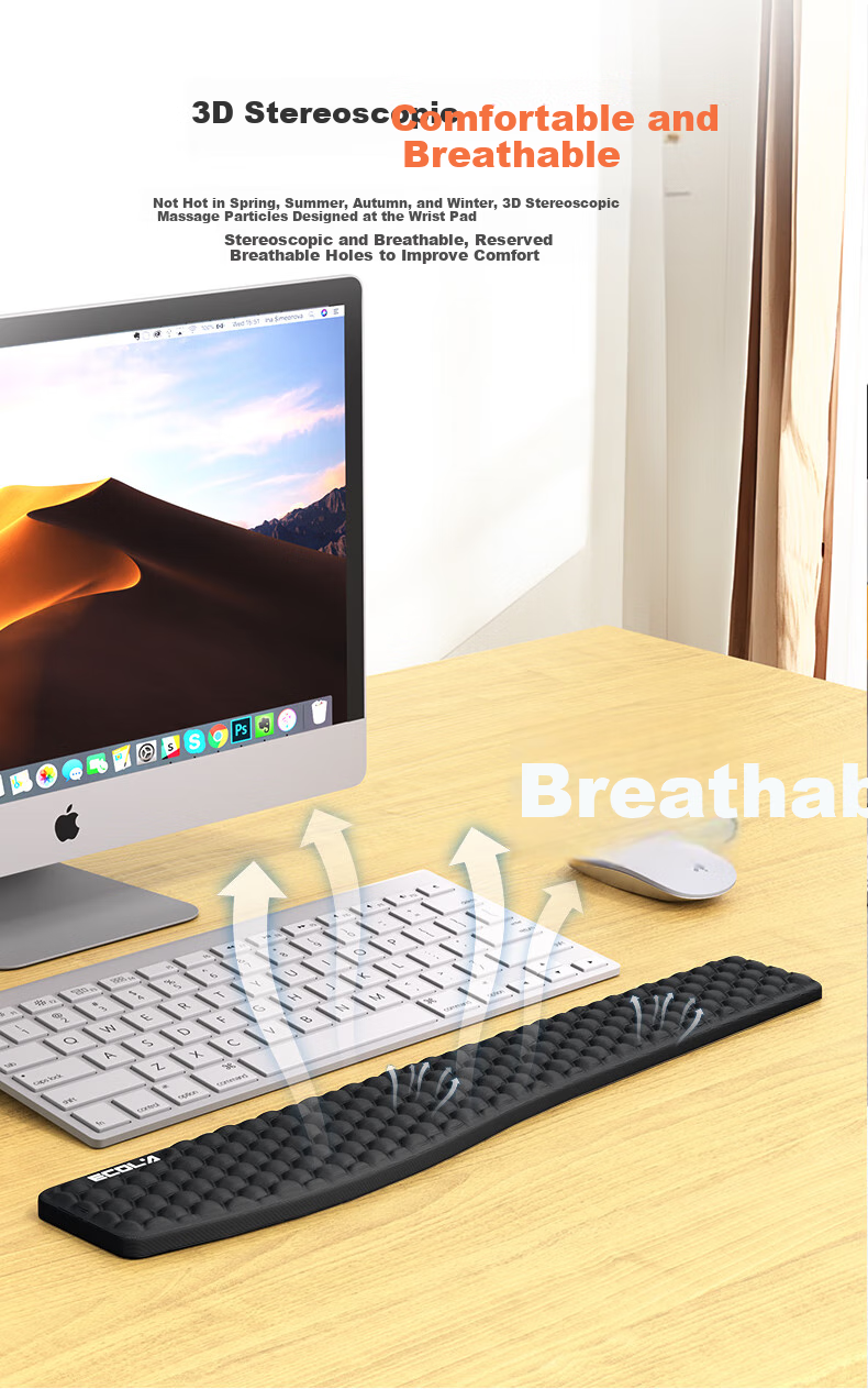 ECOLA 3D Textured Massage Gel Pad, Breathable Soft Comfortable, Antibacterial Rebound Memory Foam, Ergonomic Wrist Rest Keyboard Pad 7