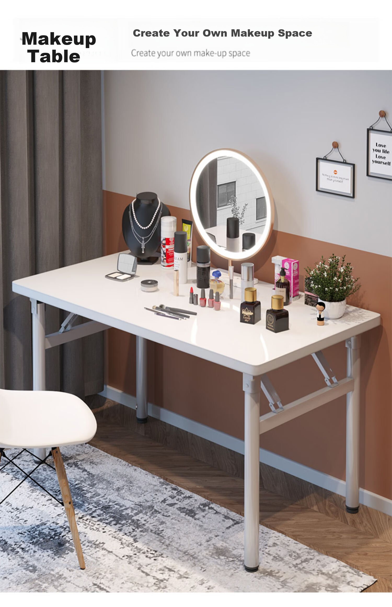 Quanpinwu Foldable Desk, Computer Table, Desktop Student Long Table, Bedroom Simple Writing Desk, Study Desk, Office Desk 11