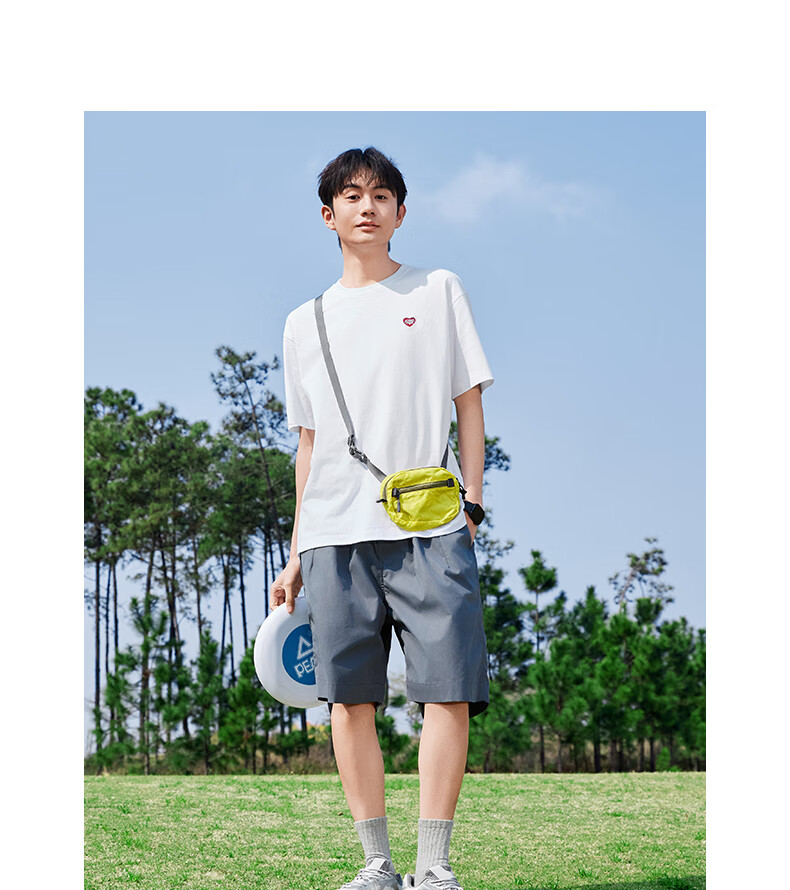 PEAK Men's Summer Short Sleeve Pure Cotton Casual Loose Breathable Outdoor Xinjiang Cotton Sports Base T-Shirt DF652430 75