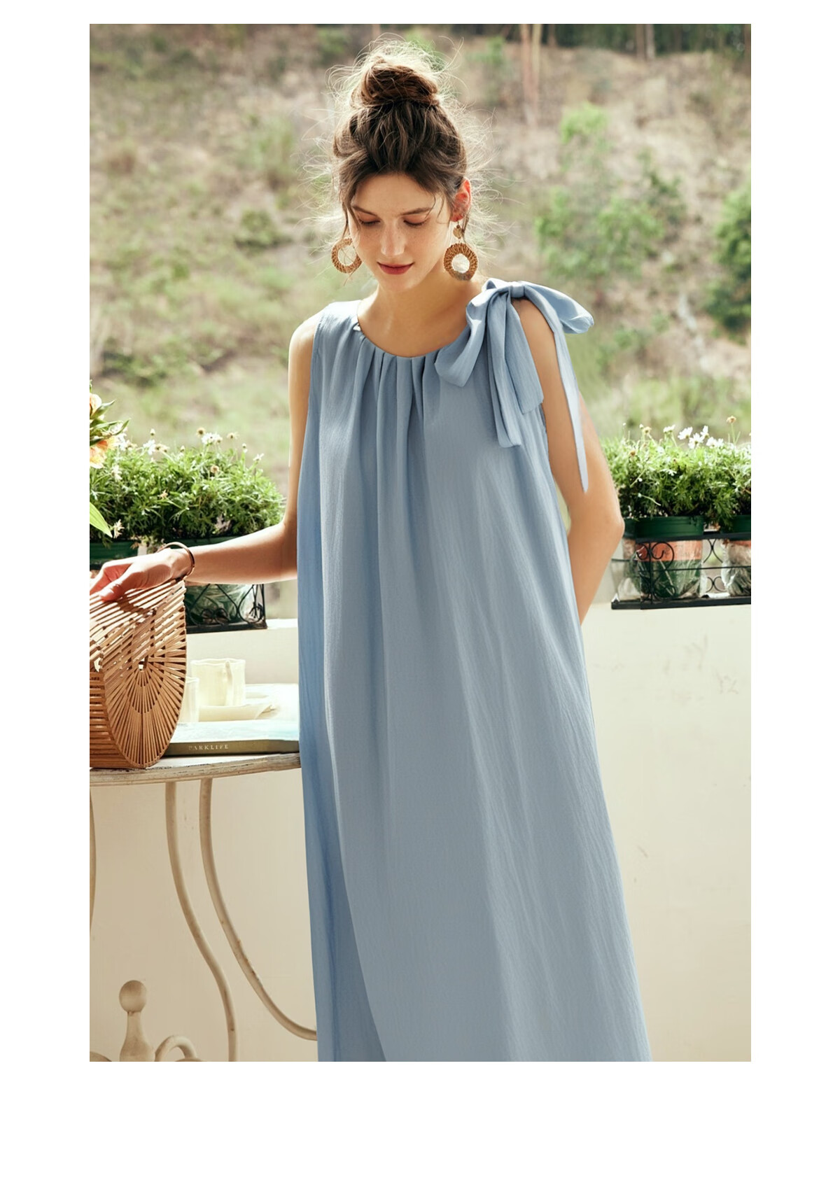 Olrain Sleeveless Halter Neck Dress Women Spring Summer Loose Vacation Spaghetti Strap Maxi Dress Purple L 40