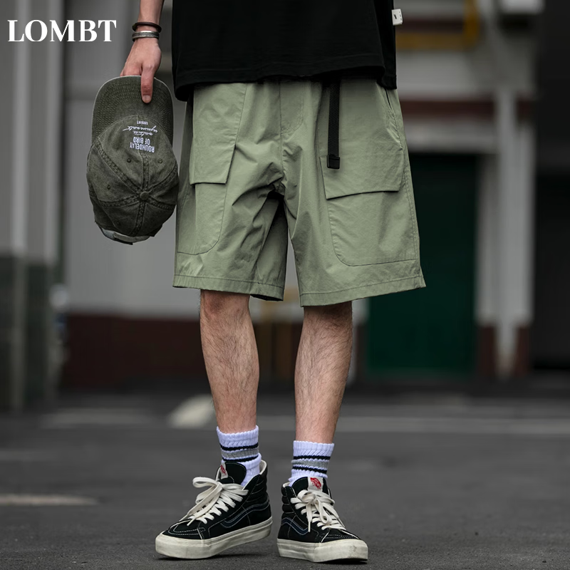 LOMBT American-Style Cargo Shorts for Men, Summer Loose Casual Sports Retro Knee-Length Shorts MT01 Light Army 2XL