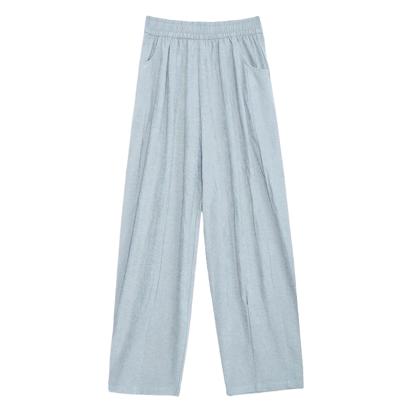 Langsha Naifu Women's Summer Thin Loose High-Waist Draped Petite Casual Nine-Point Ice Silk Granny Pants