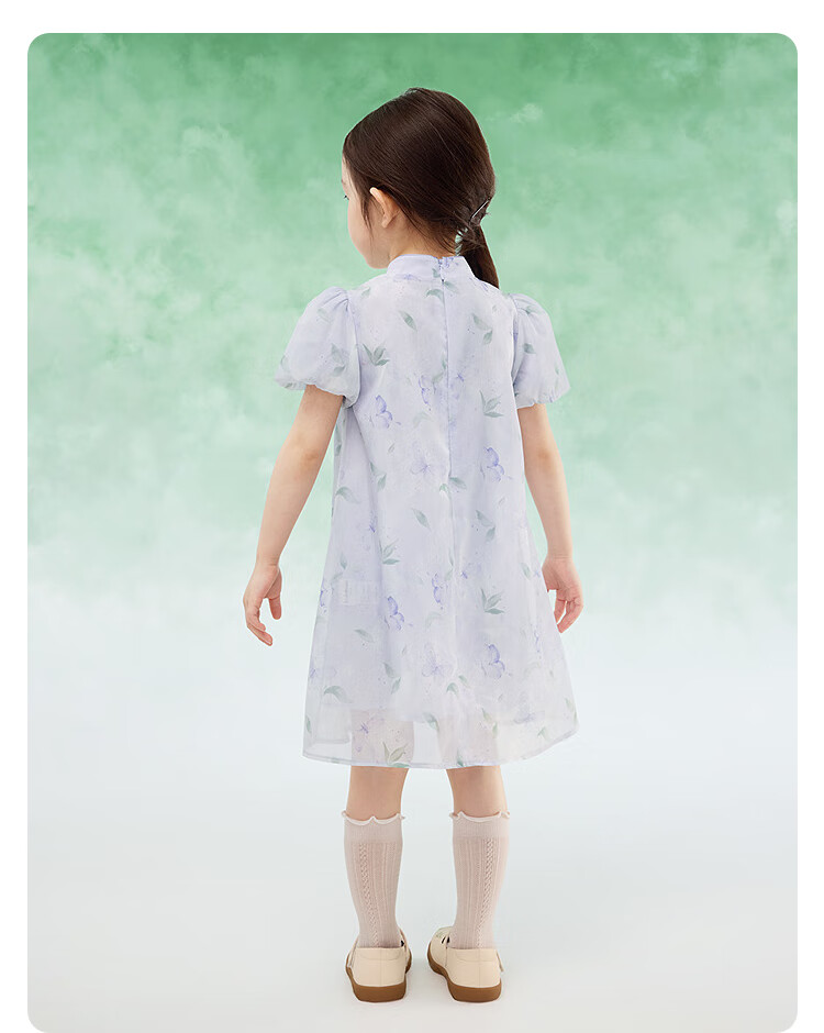 BALABALA Girls' Dress Children's Skirt 2025 Summer Stand Collar National Style New Chinese Dress 208225111035 13