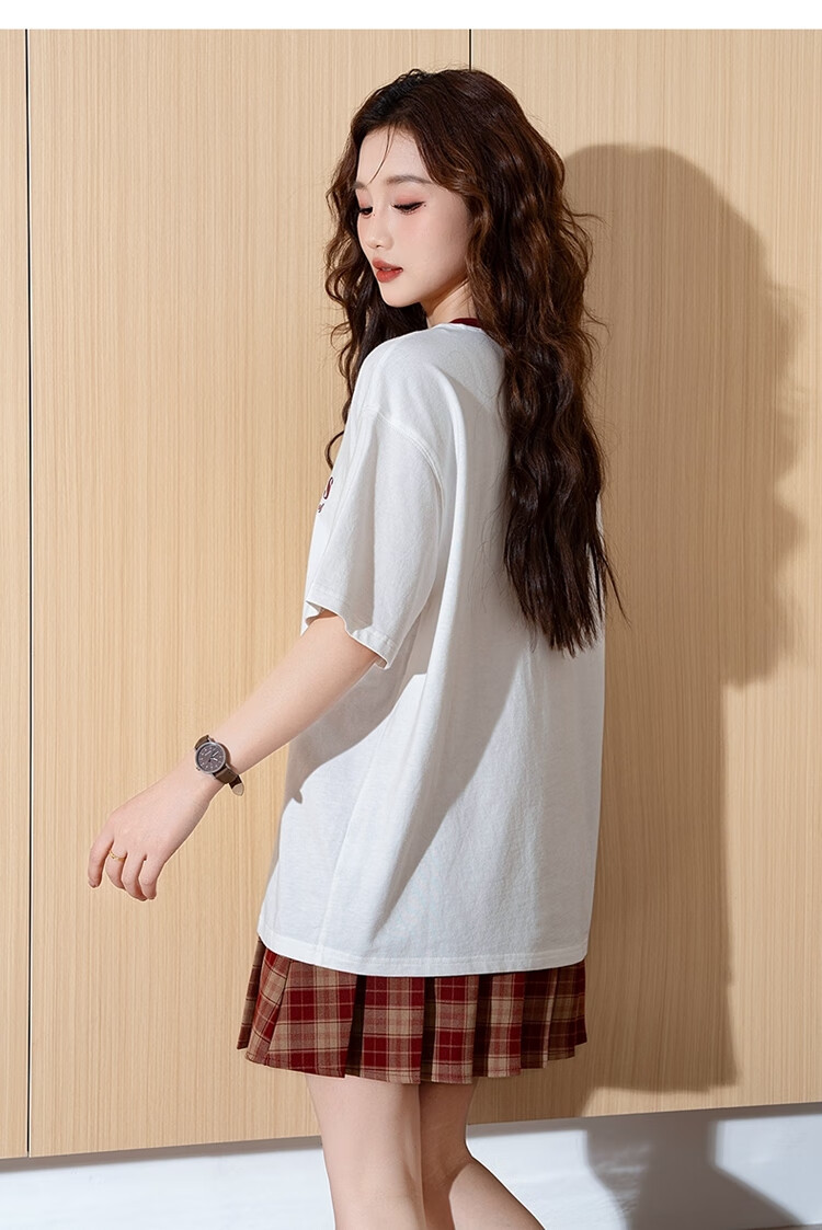 TonLion 2025 Summer Women's Front Chest Pattern Printed Short-Sleeve T-Shirt, Off-White, S 8