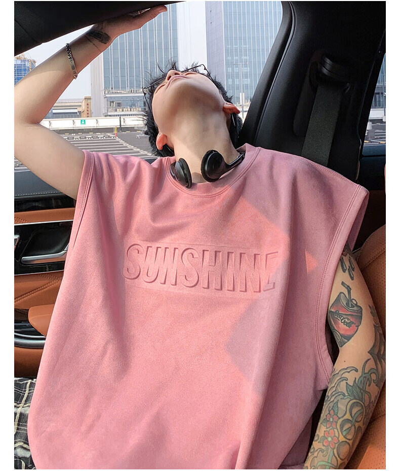 Zofili Men's Summer Letter Steel Stamp Loose Casual Versatile Sleeveless T-Shirt Youth Trendy Sports Vest Tank Top 20