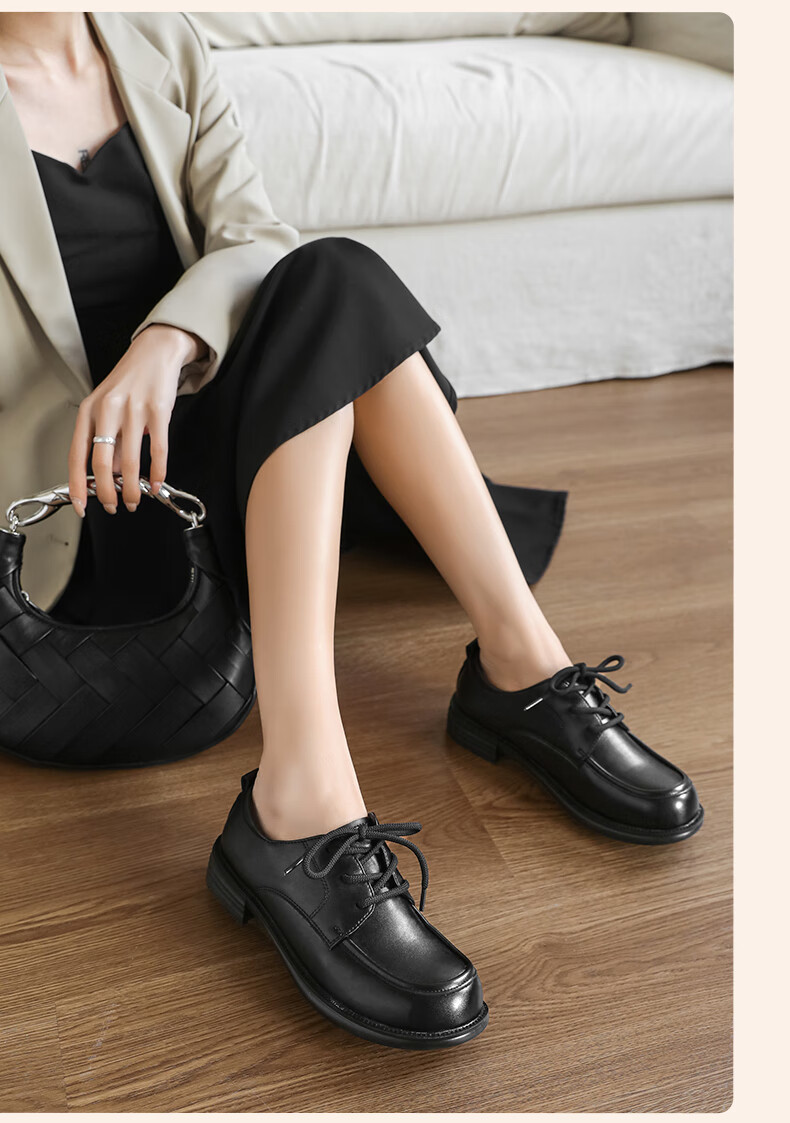 Chef King Women's Loafers Non-slip Commuter Work Shoes Versatile British Style Small Leather Shoes 2025 New Matte Model Size 38 15