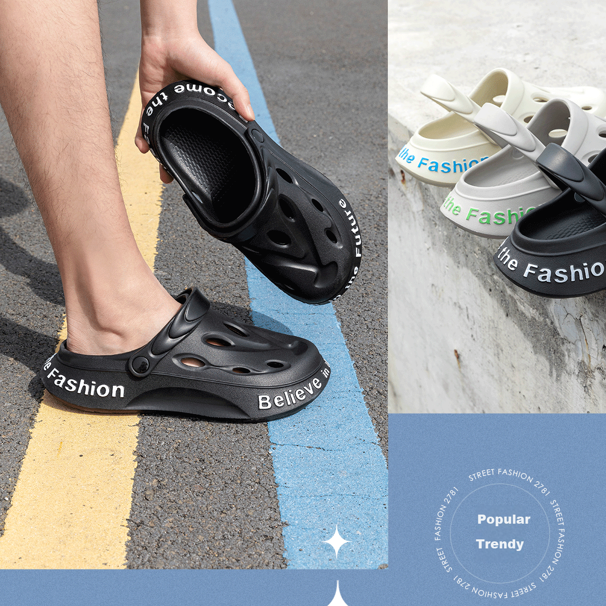 TZLDN Surgical Room Perforated Shoes, Men's Non-Slip Shock-Absorbing Slippers, Summer Outdoor Wear EVA Squishy Beach Sandals 8