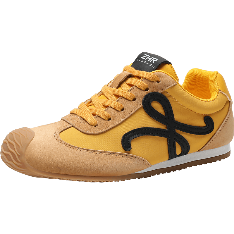 ZHR Dexun Women's American Retro Sports Casual Shoes, Low-Top Soft-Soled Patchwork Women's Sneakers, QT32 Lemon Yellow, Size 38