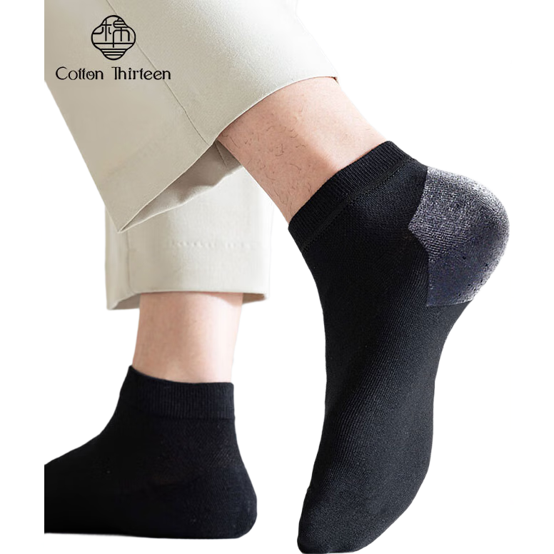 Mianshisan Anti-Cracking Socks for Men, Combed Cotton Short Socks, Thin Summer Style, Foot Protection, Heel Care, Prevents Dry Cracking, Moisturizing, Anti-Friction, 5 Pairs, Tt