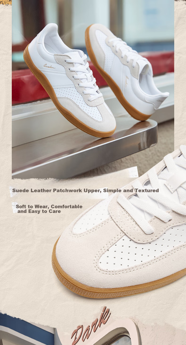 QIAODAN Women's Skateboard Shoes, T-Toe Shoes, Wave Thin-Soled Training Shoes, Sports Skateboard Shoes, Classic Couple Dopamine Outfit 26