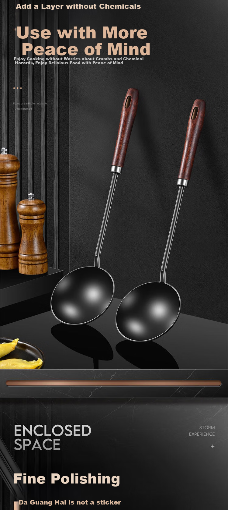 Dipuer Zhangqiu Iron Wok Spatula, Household Stir-Fry Spoon, Kitchen Non-Stick Pan Cooking Ladle, Iron Pan Special Spoon, Handmade Egg Dumpling Spoo 5