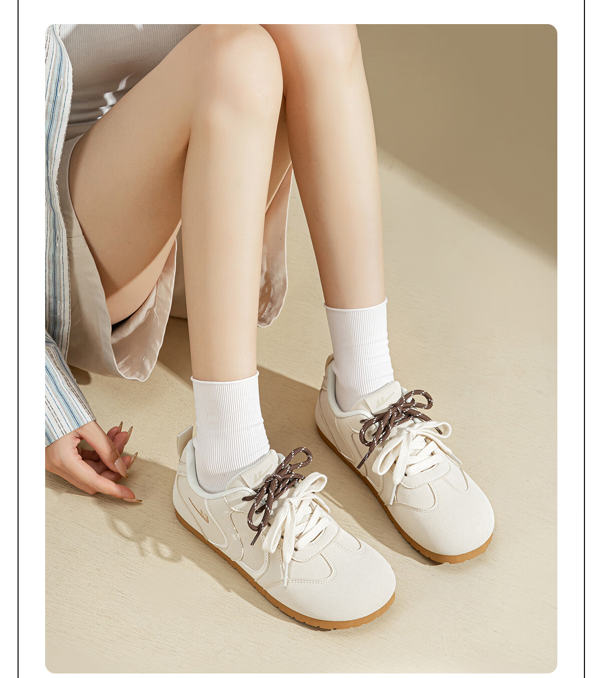 Warrior Women's Casual Ballet Style Sneakers Spring Summer Beige Size 40 Comfortable Soft Sole Fashion Versatile Shoes 16
