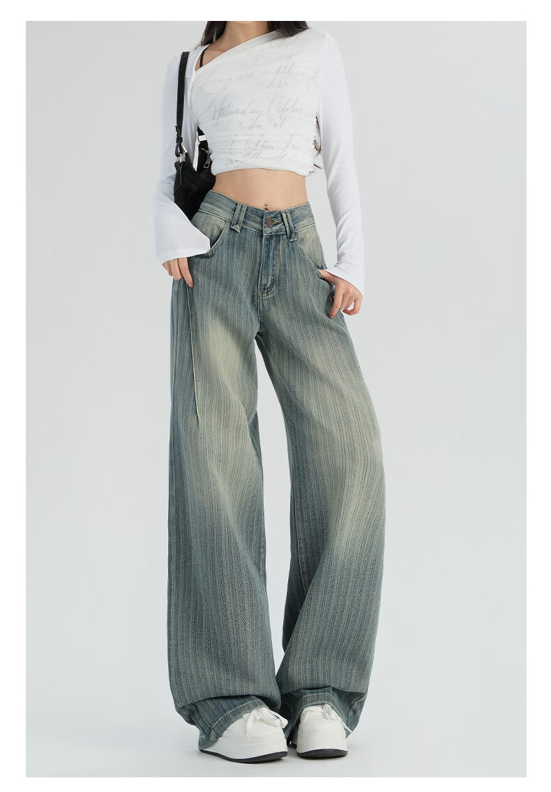 Jeanswest Women's Summer Washed High-Waisted Slim Fit Flared Jeans Nostalgic Blue L 8