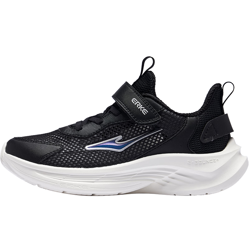 ERKE Kids Boys Girls Sports Shoes Children Summer Mesh Running Shoes Black/Silver 37