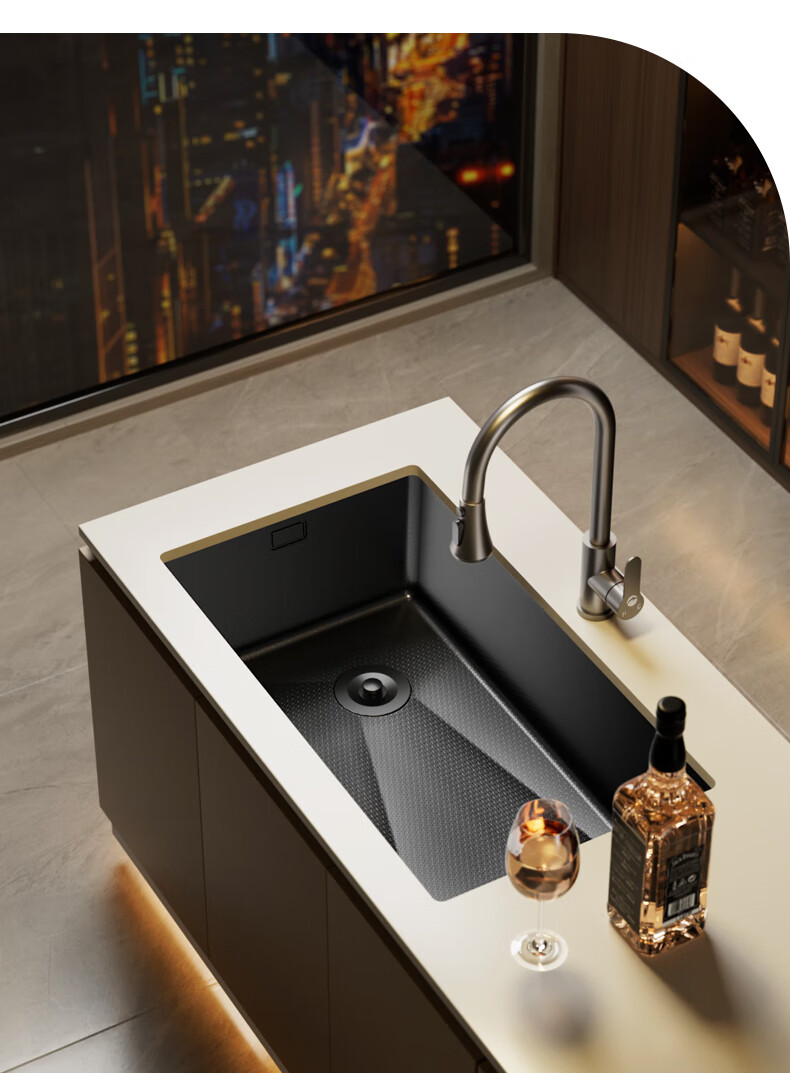Yuhongfeiyu Thickened 304 Stainless Steel Sink, Kitchen Nano-Coated Large Single Basin Integrated Sink for Washing Dishes And Vegetables, SG02-75 1