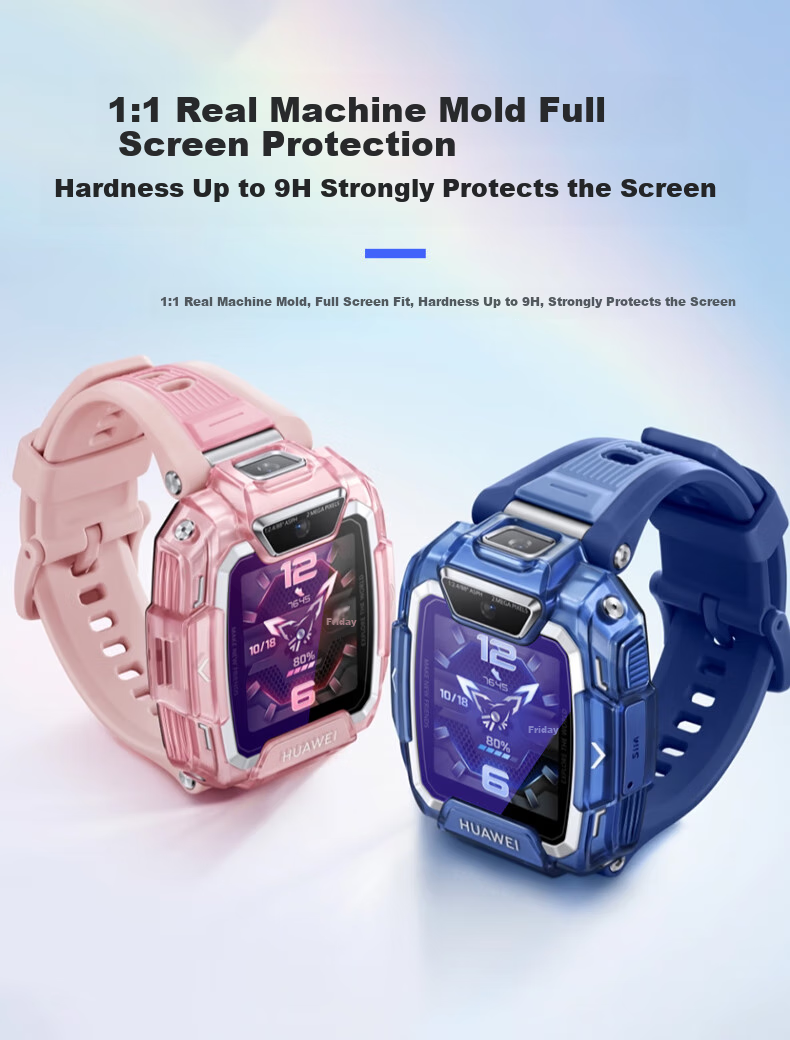 KMaxAI Protective Case And Screen Protector for Huawei Children's Watch 5 Pro, Set of 2: Soft Rubber Case + Screen Protector, Anti-Scratch Eye Protection Film, Protective Shell Tempered Glass Film, Transparent 6